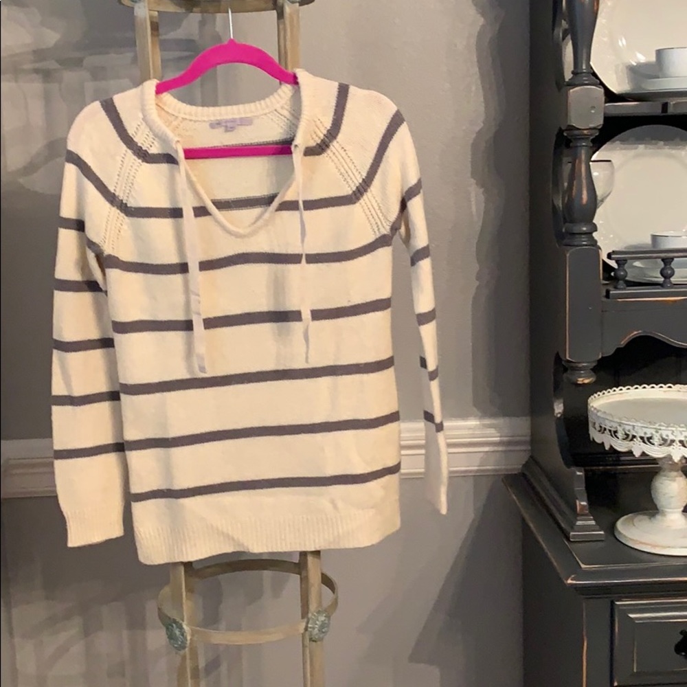 Cream and grey striped sweater
